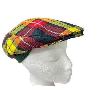 VTG Scottish Tartan Plaid Wool Duckbill Newsboy Hat Mens Size Large Cap Cabbie